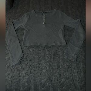 Forever 21 Long - Green Sleeve Crop Top 🖤 M